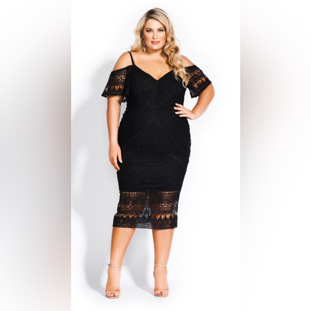 NWT. City Chic Impressions Dress in Black.